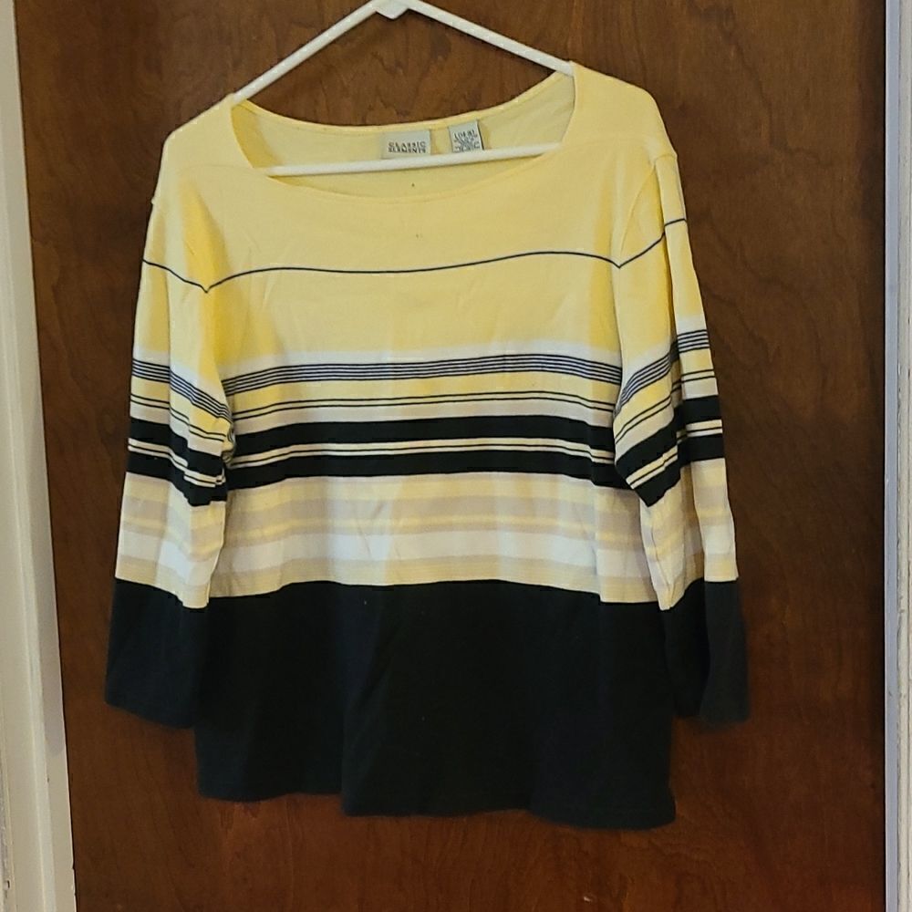 Large Classic Elements Long Sleeve Multi Colored Stripe Top